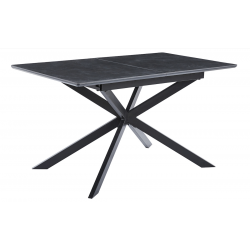 Mesa de Comedor Vulcano de Cerámica y Patas Metálicas Negro de 140x80 extensible a 180 cm