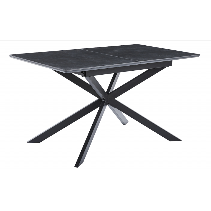 Mesa de Comedor Vulcano de Cerámica y Patas Metálicas Negro de 140x80 extensible a 180 cm