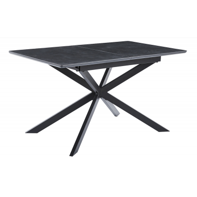 Mesa de Comedor Vulcano de Cerámica y Patas Metálicas Negro de 140x80 extensible a 180 cm