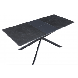 Mesa de Comedor Vulcano de Cerámica y Patas Metálicas Negro de 140x80 extensible a 180 cm