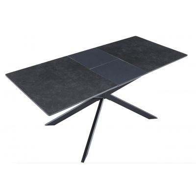 Mesa de Comedor Vulcano de Cerámica y Patas Metálicas Negro de 140x80 extensible a 180 cm