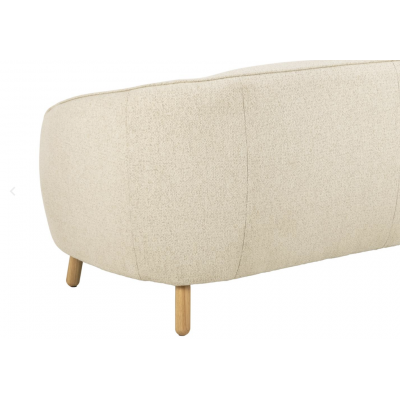 Detalle del Sofa 3 Plazas Sinclair Curvo de 223 cm y pata madera Tapizado Beige