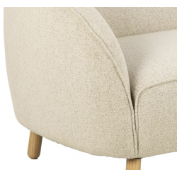 Detalle del Sofa 3 Plazas Sinclair Curvo de 223 cm y pata madera Tapizado Beige