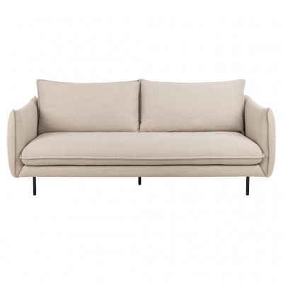 Sofa 3 Plazas Manhattan Asiento de 1 pieza de 218 cm y Pata metálica Negra