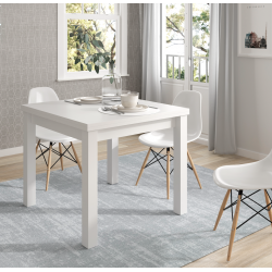Mesa de Comedor Xenia de 90x90 cm Extensible tipo libro a 180 cm Acabado Blanco Mate