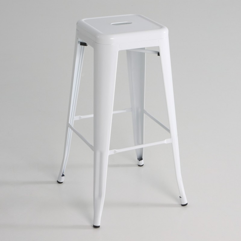 Taburete alto  metal  color blanco
