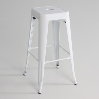 Taburete alto  metal  color blanco