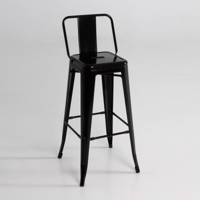 Taburete alto  metal  con respaldo  color negro