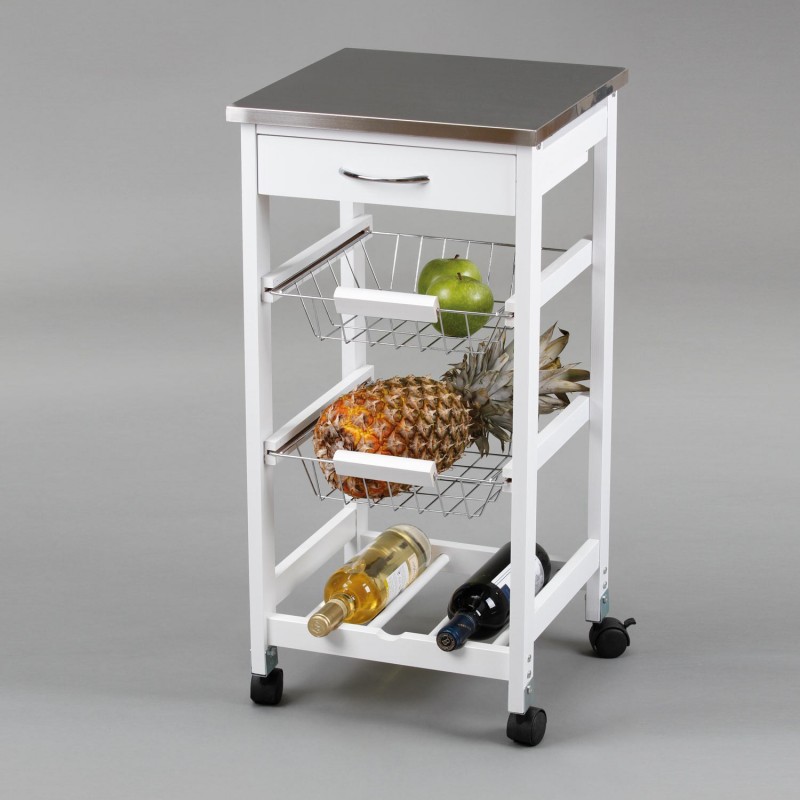 Carro de cocina con cestas + botellero  inox