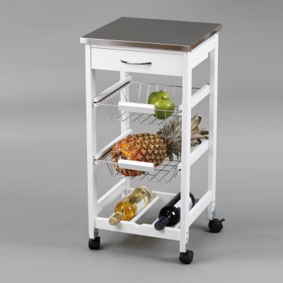 Carro de cocina con cestas + botellero  inox