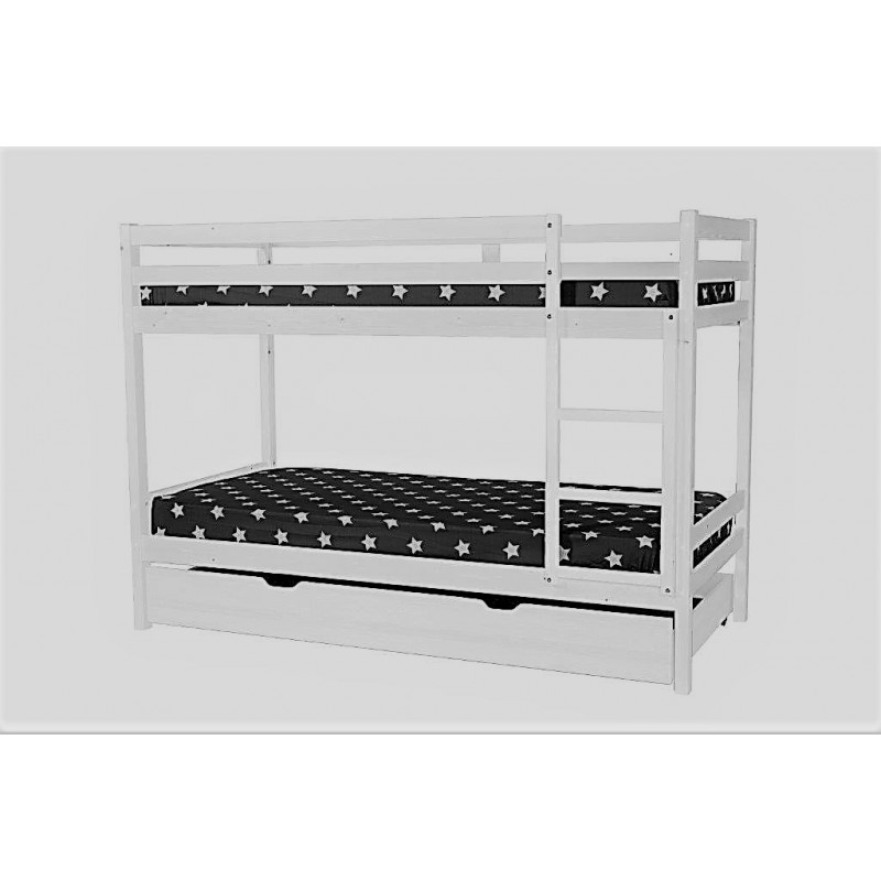 Litera  lacada blanco mate  con dos camas de 90 x190  y cajon grande