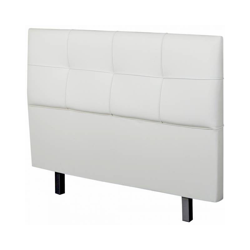 Cabecero blanco tapizado en polipiel con patas, barato y actual