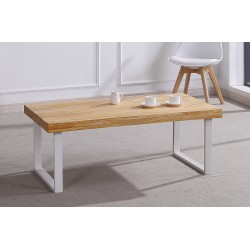 Mesa de Centro Kove Madera Roble / Metal Blanco de 120x60 cm.