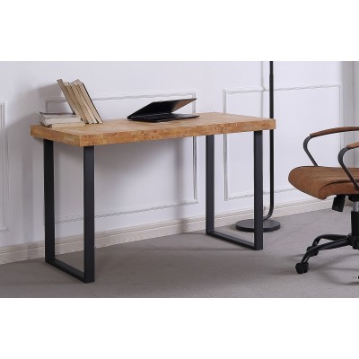 Mesa de Estudio Kove de Madera Roble-Metal Negro