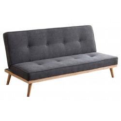 Sofa cama Nórdiko clic clac tapizado gris y patas de madera