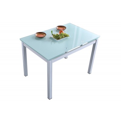 Mesa de Cocina Roma de 110x70 de Cristal Templado Extensible Blanca