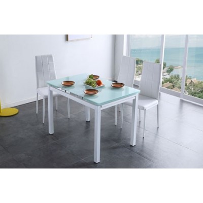 Mesa de Cocina Roma de 110x70 de Cristal Templado Extensible Blanca