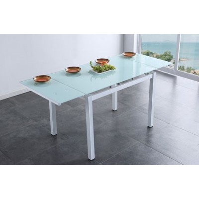 Mesa de Cocina Roma de 110x70 de Cristal Templado Extensible Blanca abierta