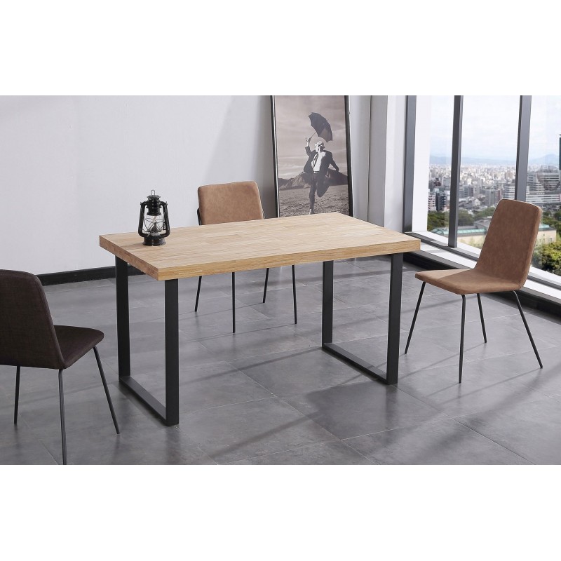 Mesa Comedor Fija Kove de 140x80 de Madera Roble / Metal Negro