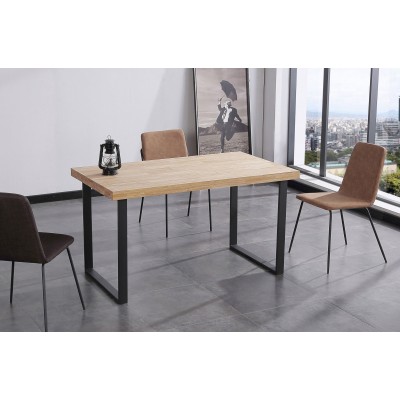 Mesa Comedor Fija Kove de 140x80 de Madera Roble / Metal Negro