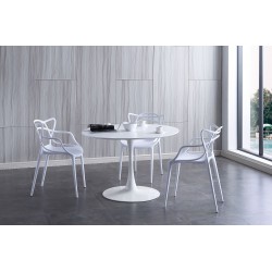 Mesa de comedor redonda lacada blanco de 110 cm