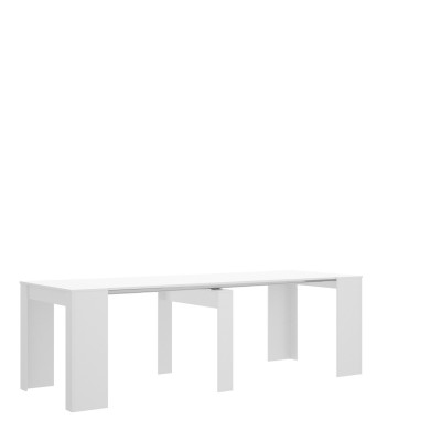 Mesa consola extensible Verona blanco brillo abierta