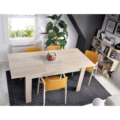 Mesa de Comedor Atlas Extensible de 140x90 cm. Natural abierta