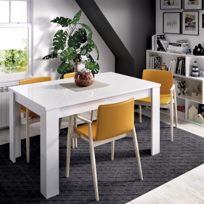 Mesa de Comedor Atlas Extensible de 140x90 cm. Blanco Brillo