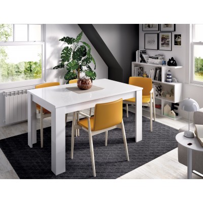 Mesa de Comedor Atlas Extensible de 140x90 cm. Blanco Brillo