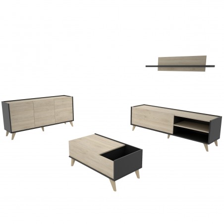 Muebles de salón, composición Boston de 4 piezas sueltas para salón