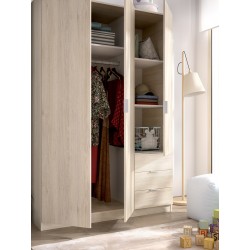 Armario Efren de 3P3C Natural 121 x52 x 184 cm.