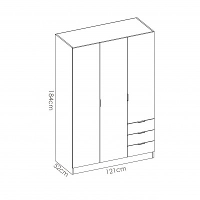 Armario Efren de 3P3C Natural 121 x52 x 184 cm.