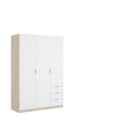 Armario Efren 3P3C Natural / Blanco de 121 x 52 x 184 cm.