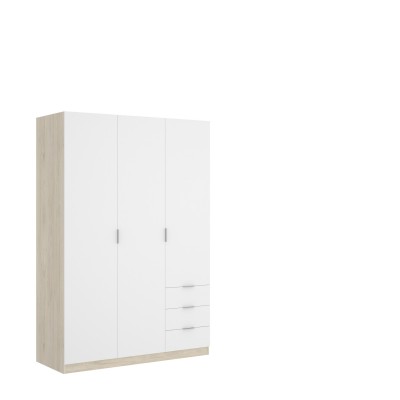 Armario Efren 3P3C Natural / Blanco de 121 x 52 x 184 cm.