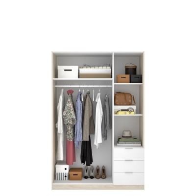 Armario Efren 3P3C Natural / Blanco de 121 x 52 x 184 cm.