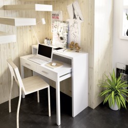 Consola escritorio Bea extensible con 2 Cajones Blanca