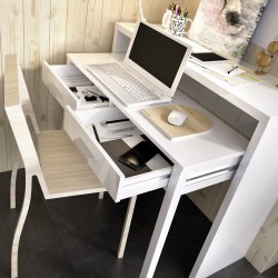 Consola escritorio Bea extensible con 2 Cajones Blanca