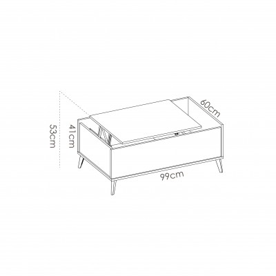 Mesa de Centro Elevable Oslo Acabado Grafito / Roble Natural de 100X60 cm