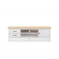 Mueble de TV Claire 1P 2H 2C de Madera de Pino Blanco / Cera
