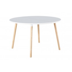Mesa de Comedor Ext. Nórdica Redonda de 100 cm. Blanco / Haya.