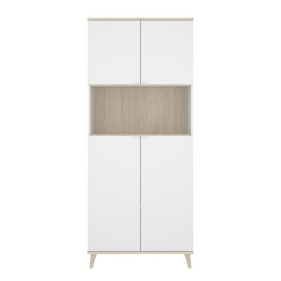 Mueble Auxiliar de Cocina Ada Blanco / Natural con 4 puertas y hueco