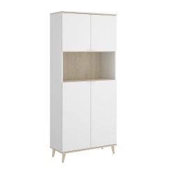 Mueble Auxiliar de Cocina Ada Blanco / Natural con 4 puertas y hueco