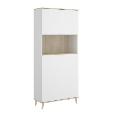 Mueble Auxiliar de Cocina Ada Blanco / Natural con 4 puertas y hueco