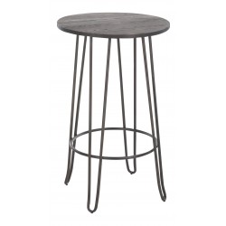 Mesa Alta Ronda de Metal y Madera, Redonda de 60 cm diámetro x 100 cm alto