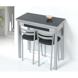 Mesa Libro de Cristal Lena de 80 x 40 con Cajón Negra