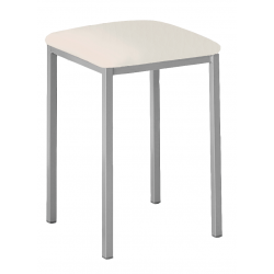 Taburetes Lana de Aluminio / Asiento Símil Piel Blanco