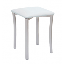 Taburete Pisa Aluminio / Asiento Símil Piel Blanco