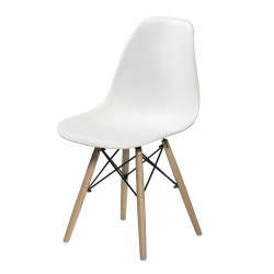 Silla Nórdica de Policarbonato Blanca y patas Madera / Metal