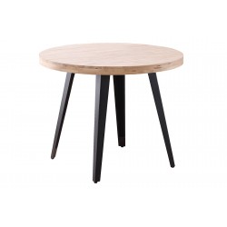 Mesa Redonda Kove Fija de 100 cm de Madera Roble Natural / Metal Negro