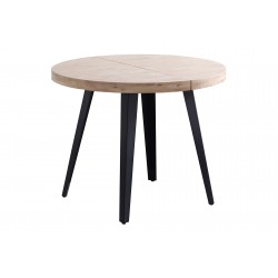 Mesa Redonda Extensible Kove Roble Natural / Metal Negro